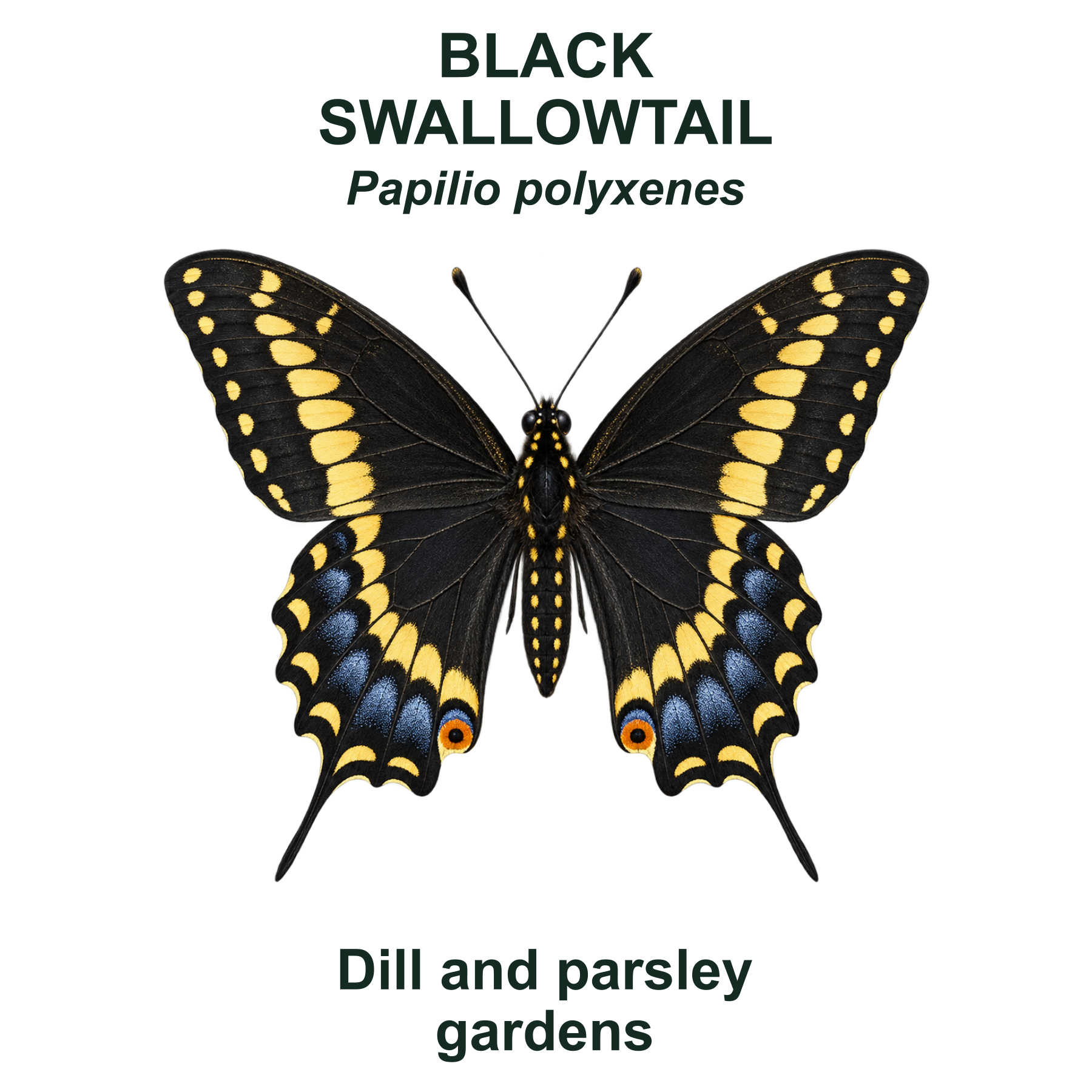 Drag this PNG into xTool Studio Black swallowtail — Transparent front PNG