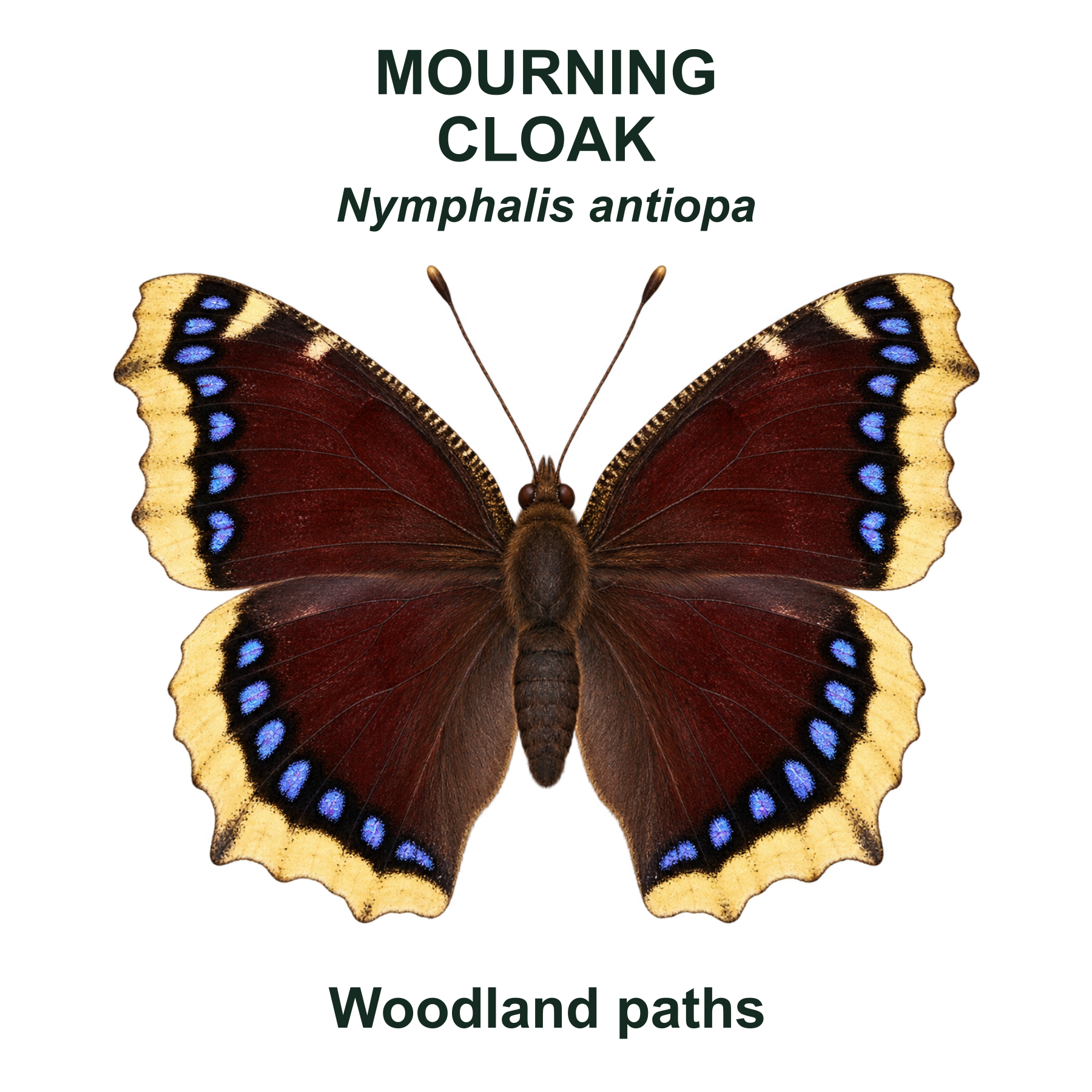 Drag this PNG into xTool Studio Mourning cloak — Transparent front PNG