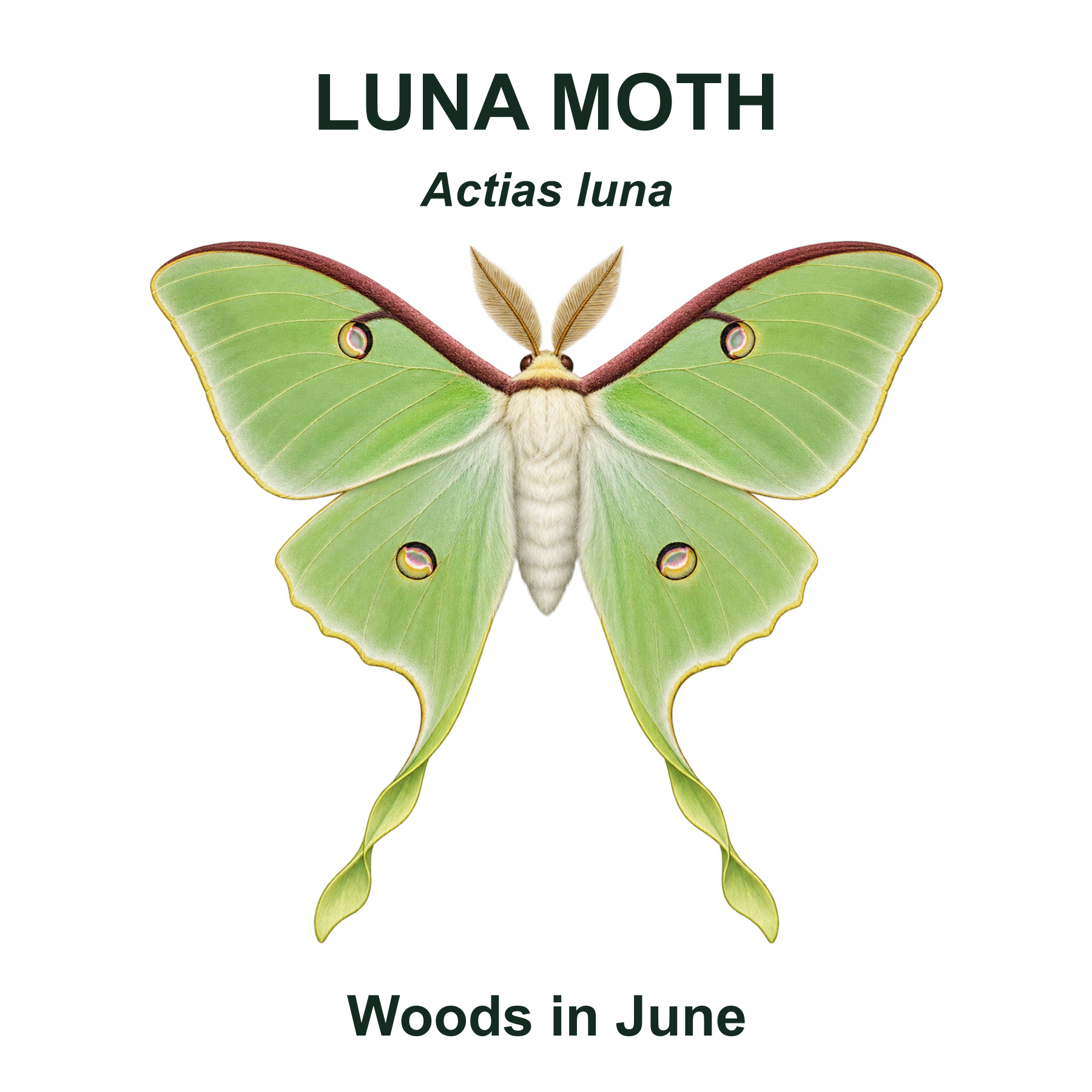 Luna moth — Transparent front PNG