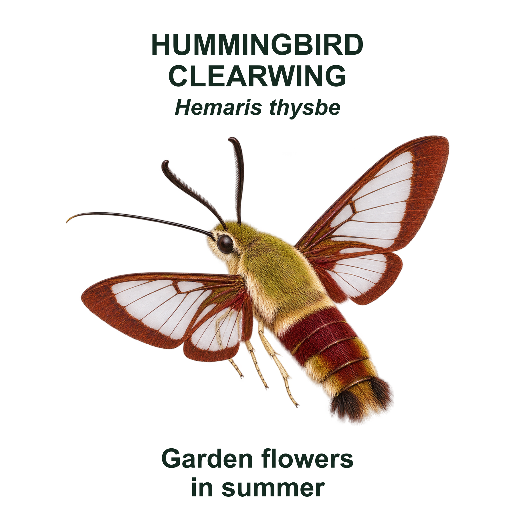 Drag this PNG into xTool Studio Hummingbird clearwing moth — Transparent front PNG