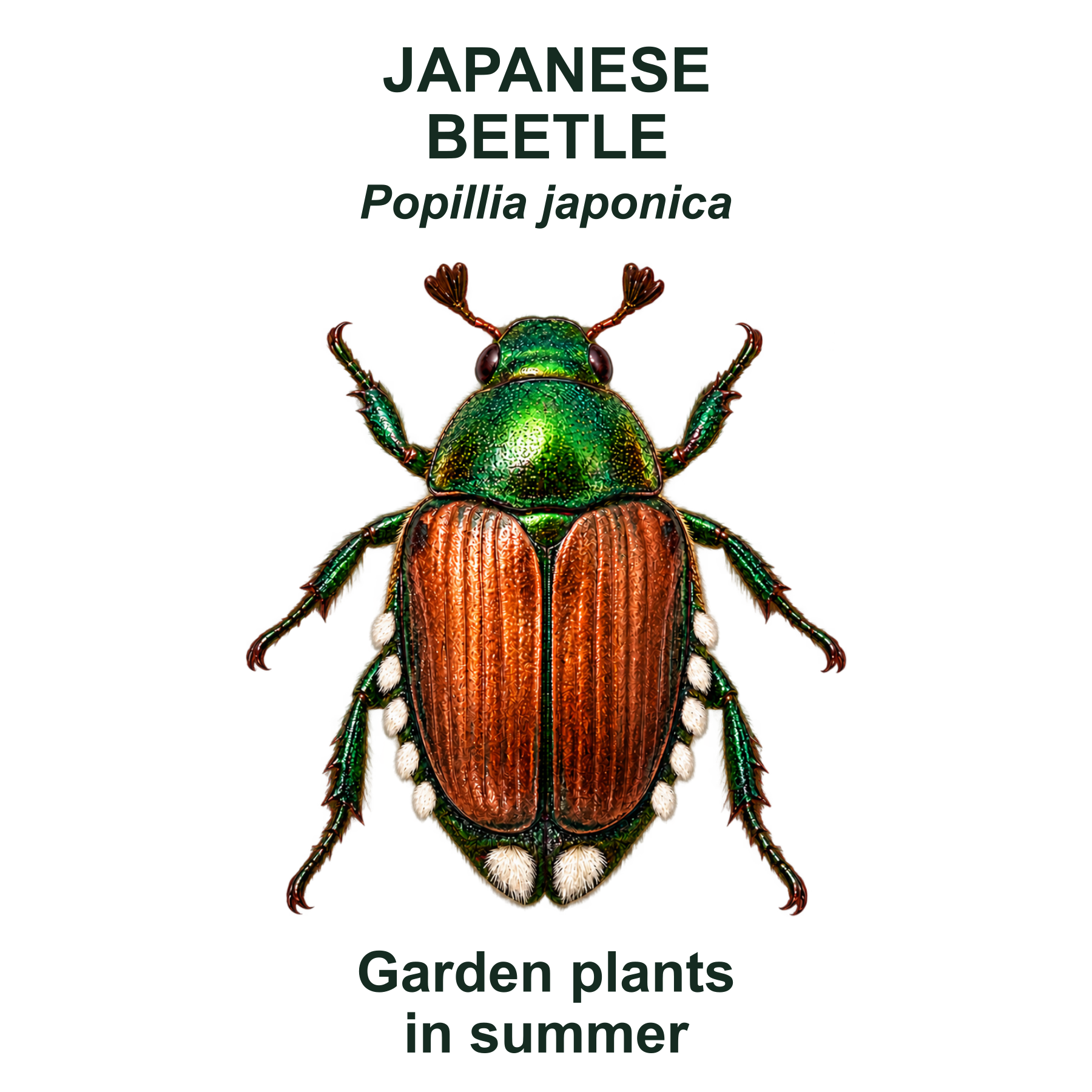 Drag this PNG into xTool Studio Japanese beetle — Transparent front PNG