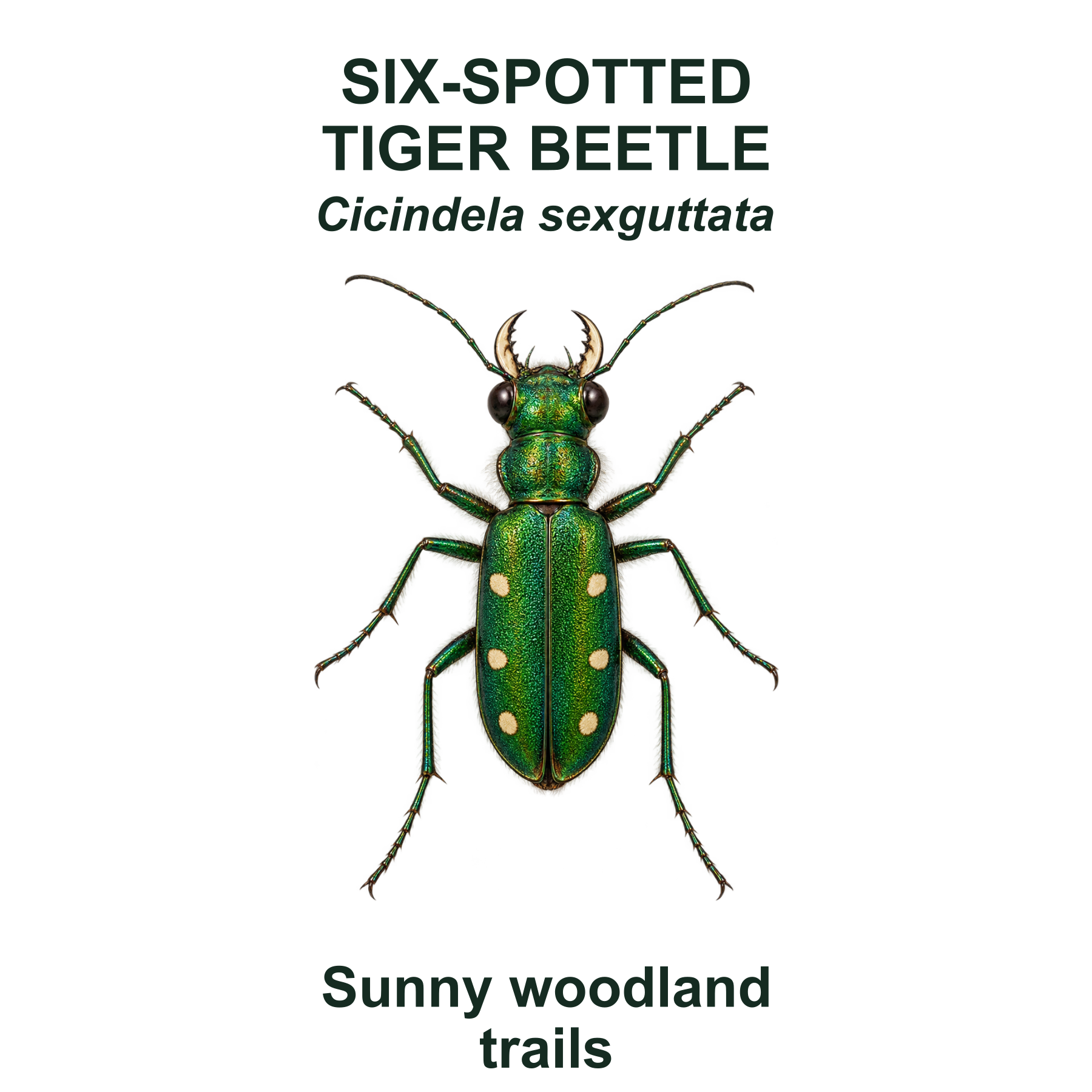 Six-spotted tiger beetle — Transparent front PNG