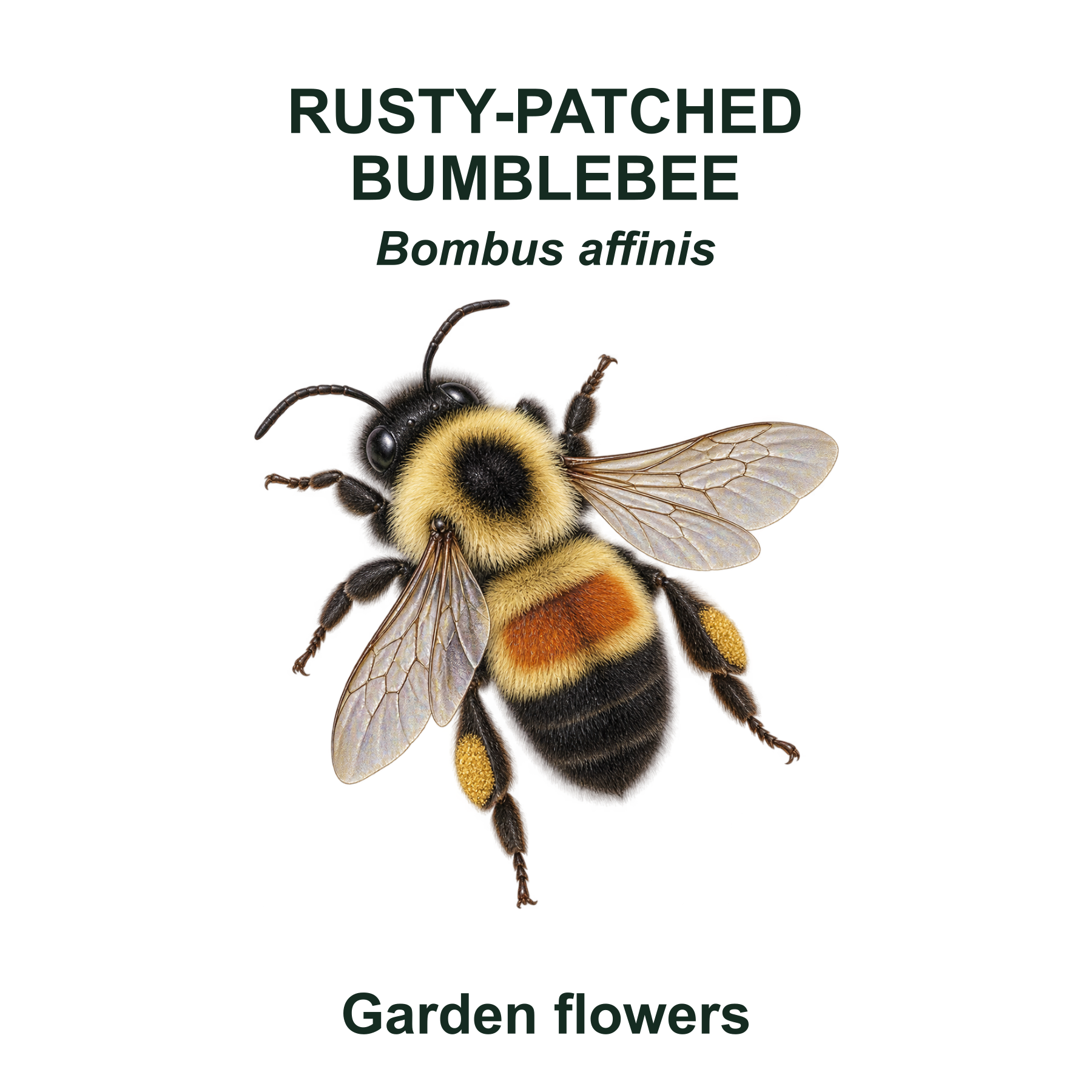 Rusty-patched bumblebee — Transparent front PNG