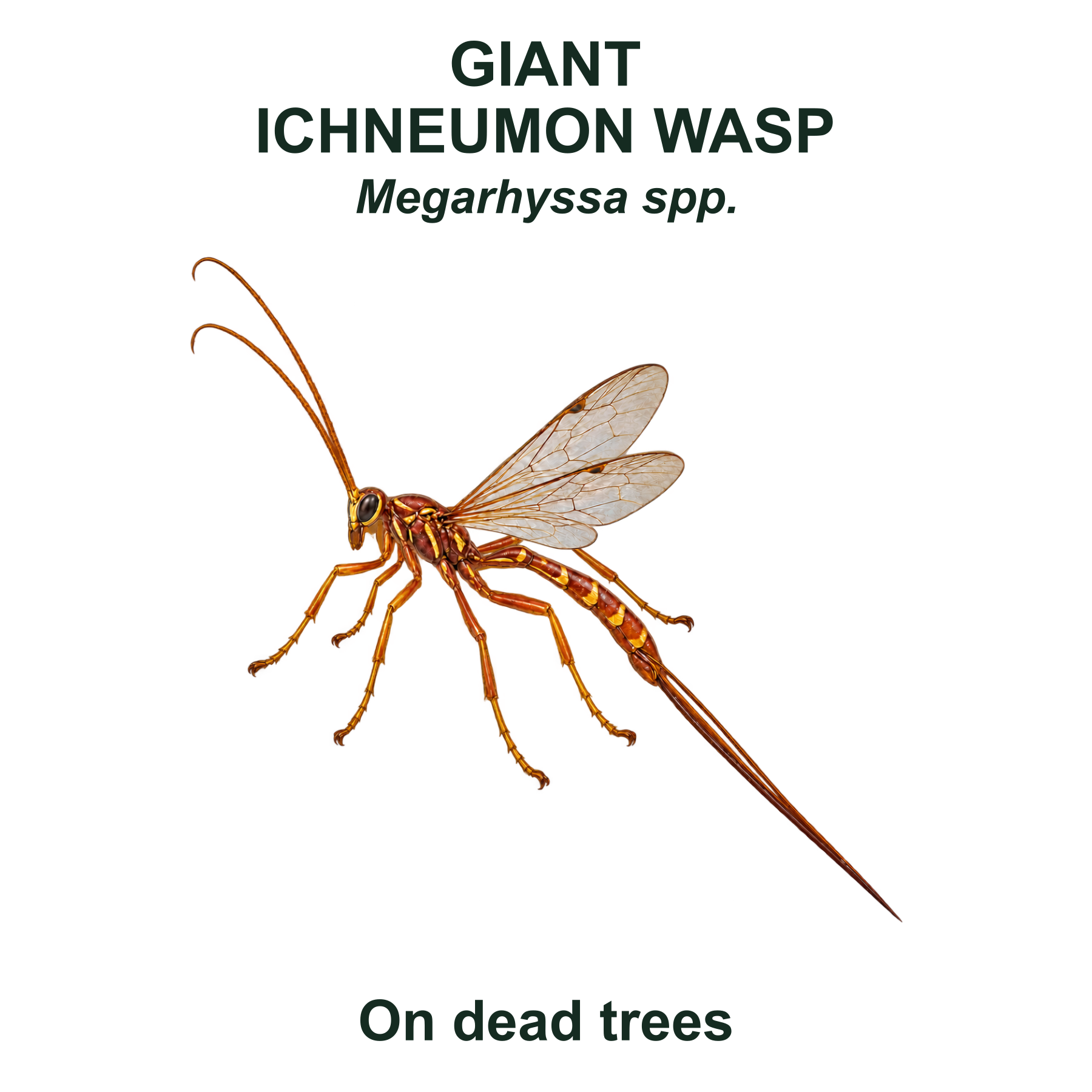 Drag this PNG into xTool Studio Giant ichneumon wasp — Transparent front PNG