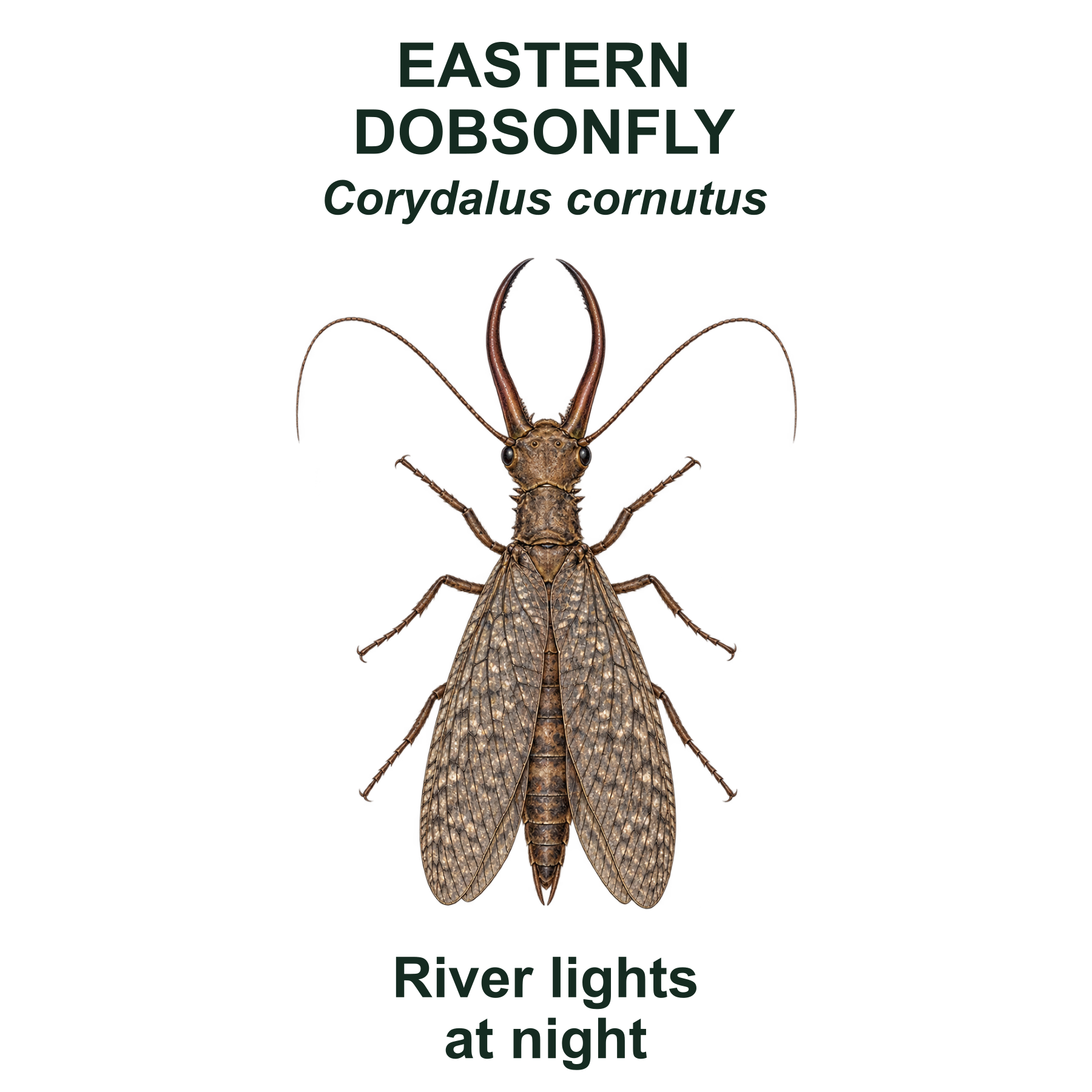Drag this PNG into xTool Studio Eastern dobsonfly — Transparent front PNG