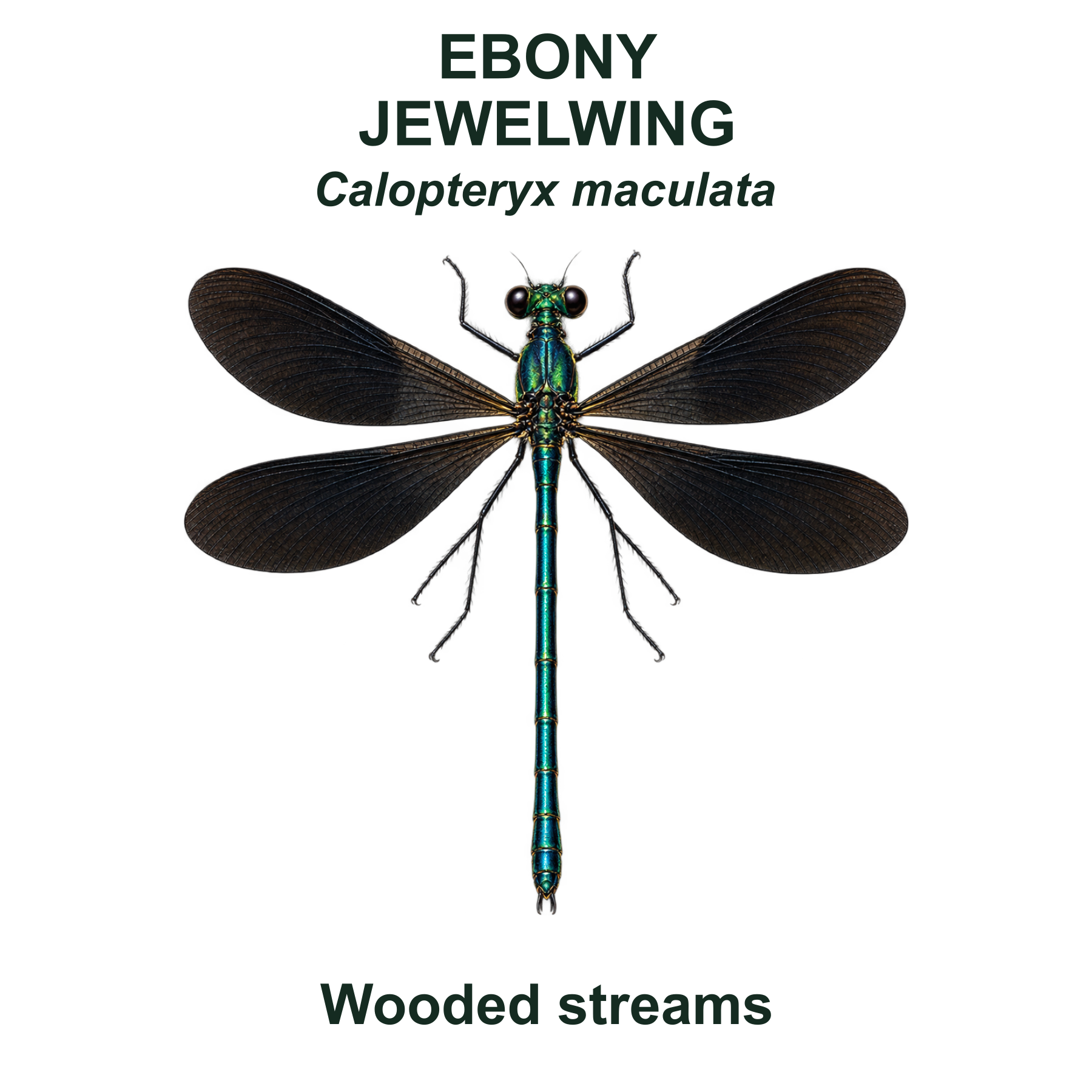 Ebony jewelwing — Transparent front PNG