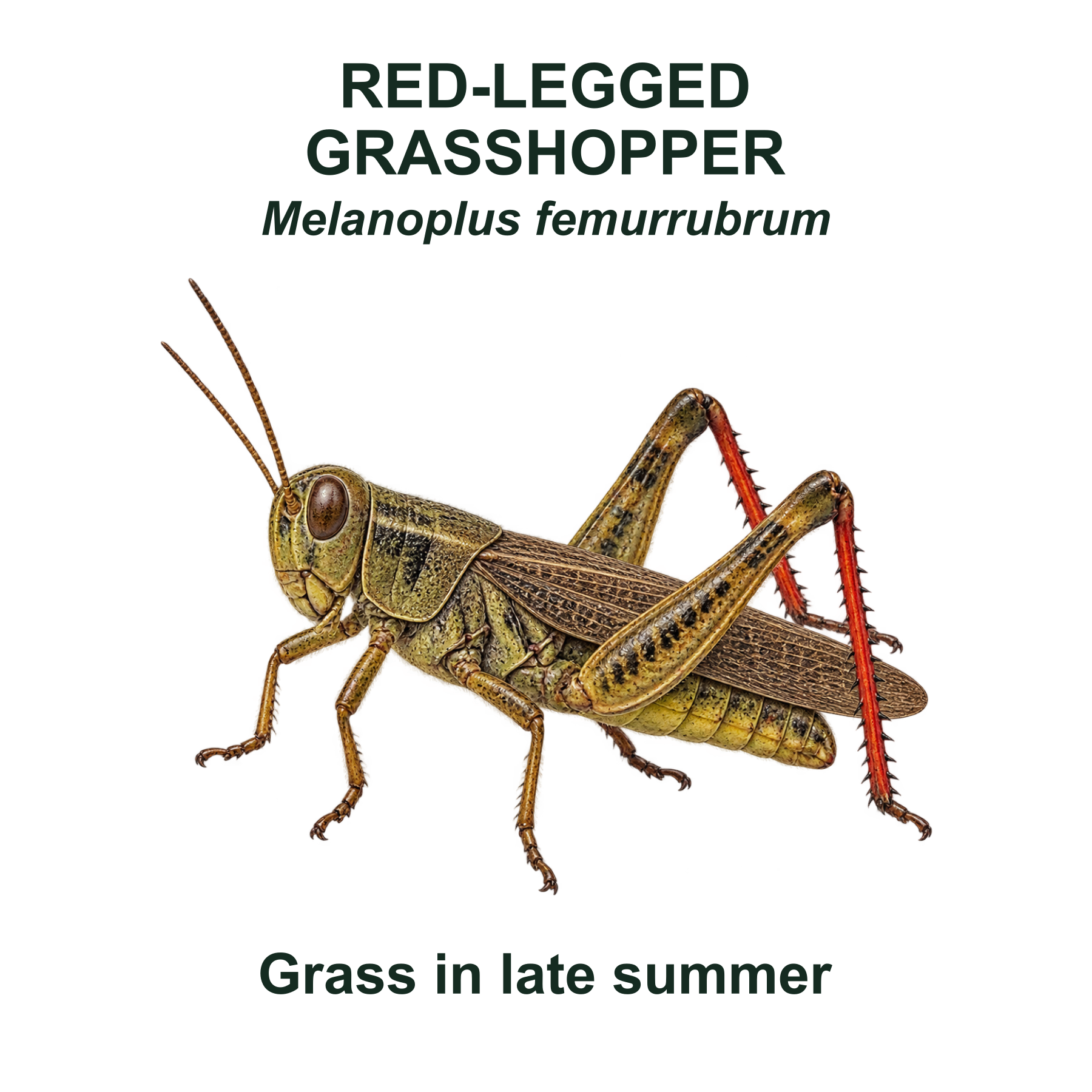 Drag this PNG into xTool Studio Red-legged grasshopper — Transparent front PNG