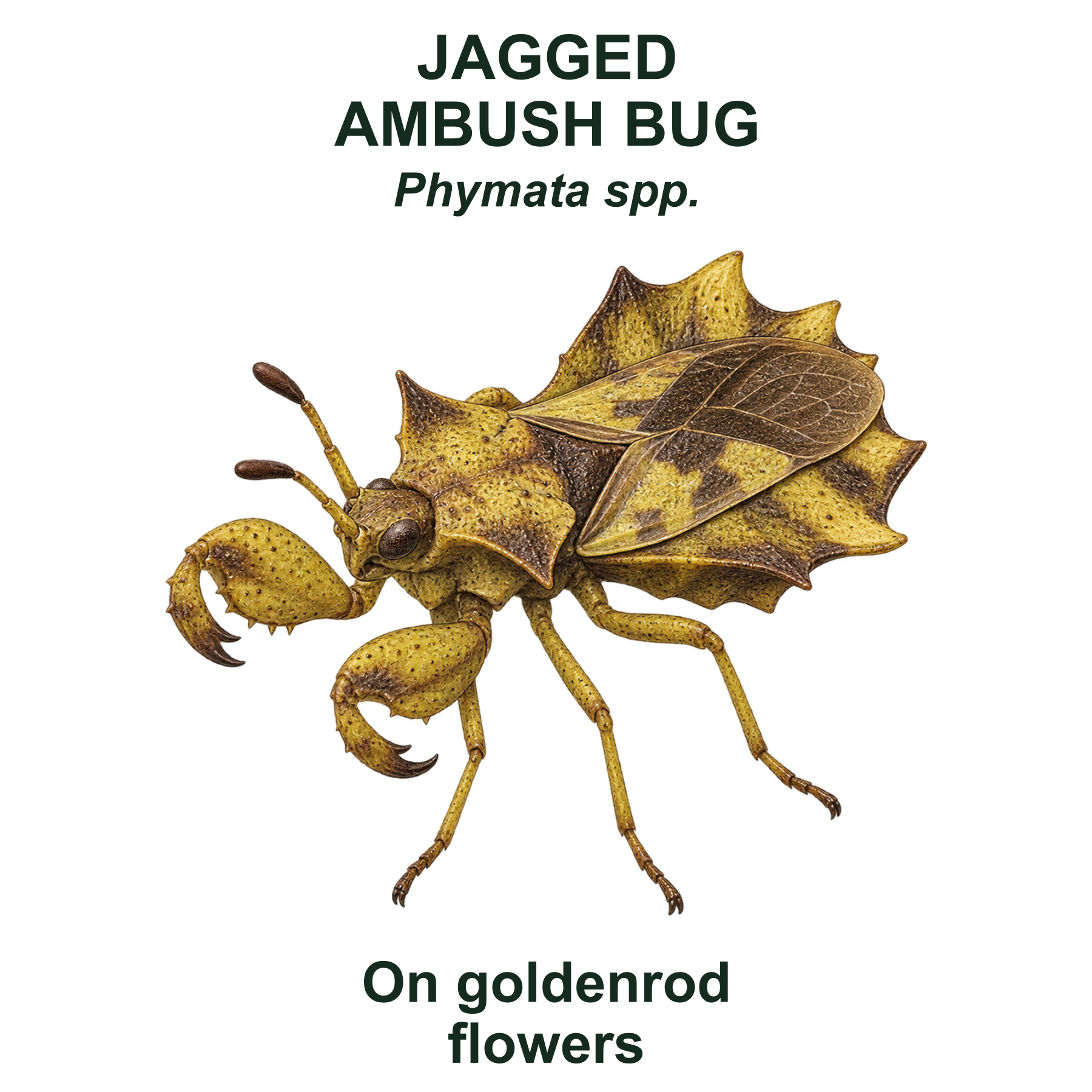 Drag this PNG into xTool Studio Jagged ambush bug — Transparent front PNG