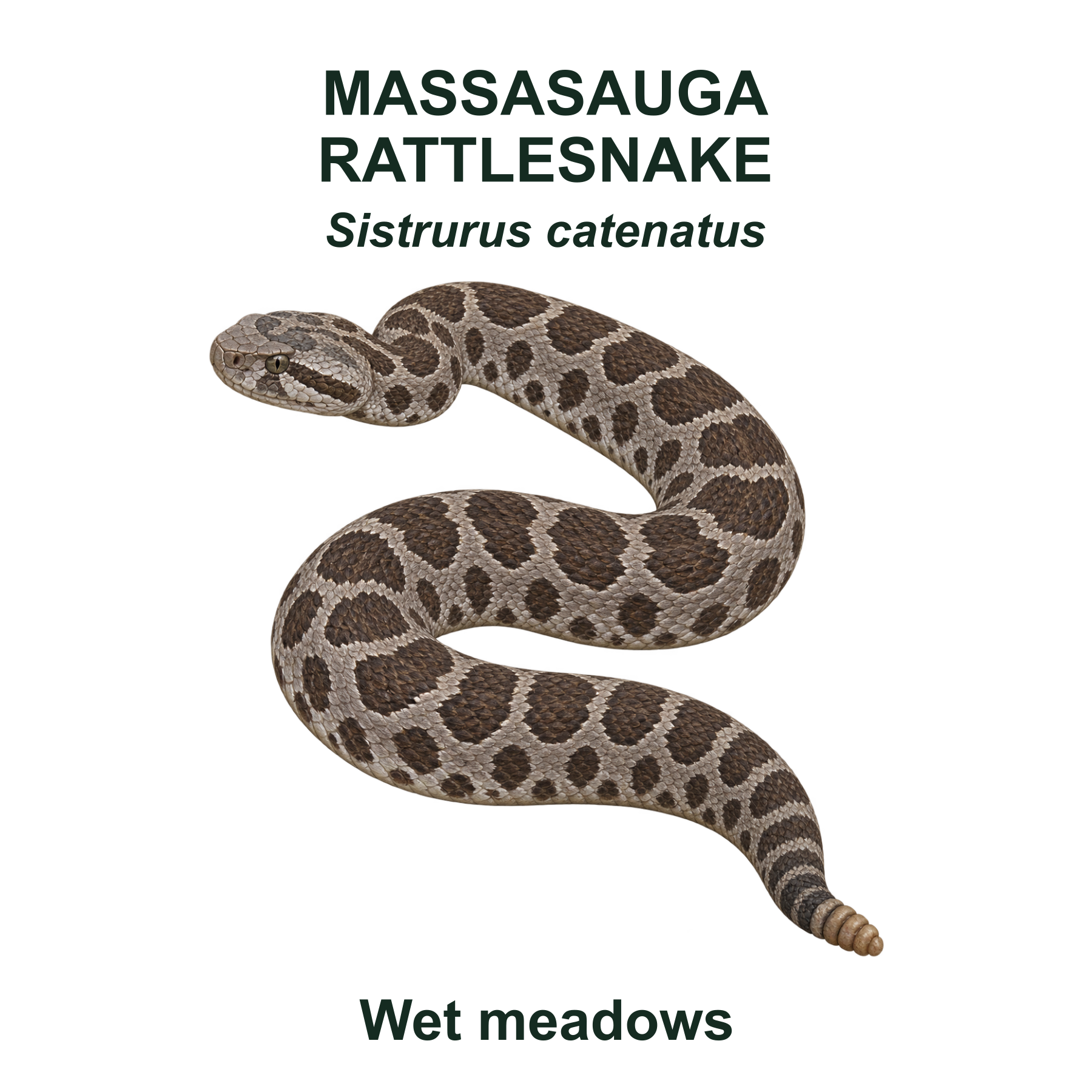 Eastern massasauga rattlesnake — Transparent front PNG