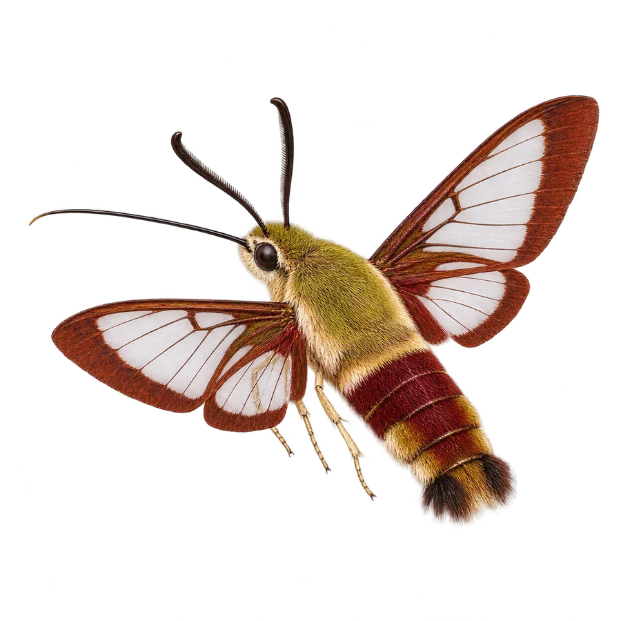 Hummingbird clearwing moth illustration