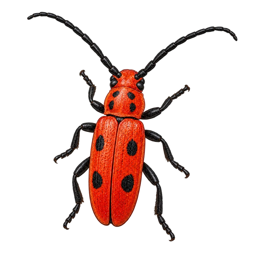 Red milkweed beetle illustration