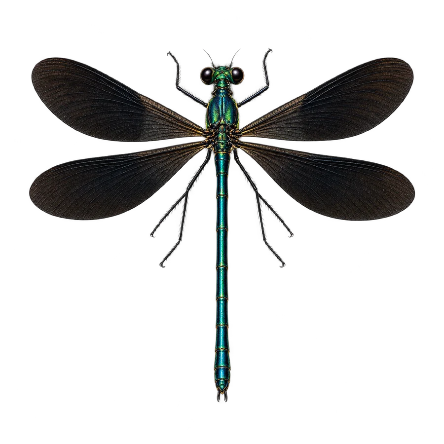 Ebony jewelwing, male illustration