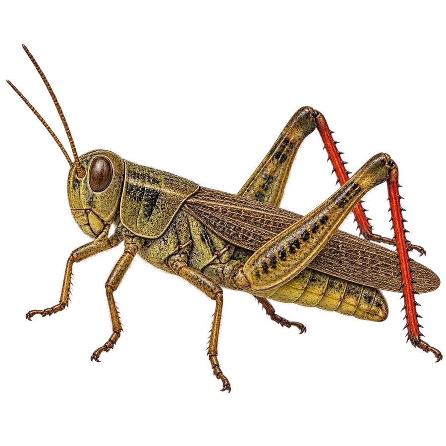 Red-legged grasshopper illustration