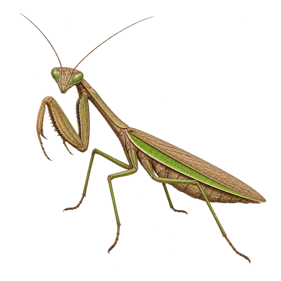 Chinese mantis, female illustration